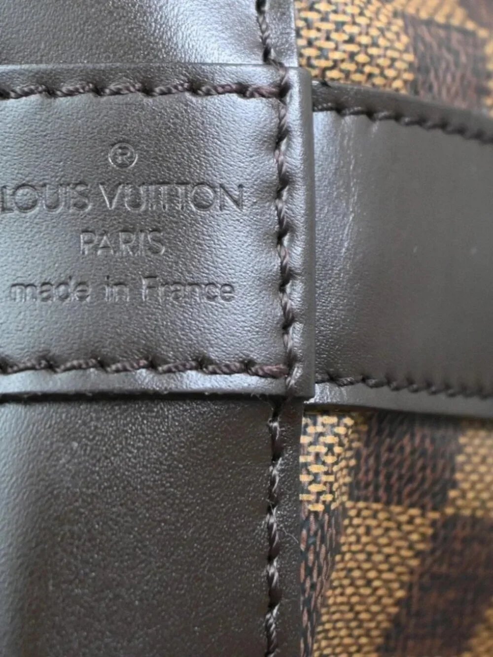 LOUIS VUITTON Grimaud Travel Hand Bag Damier Ebene Leather Brown